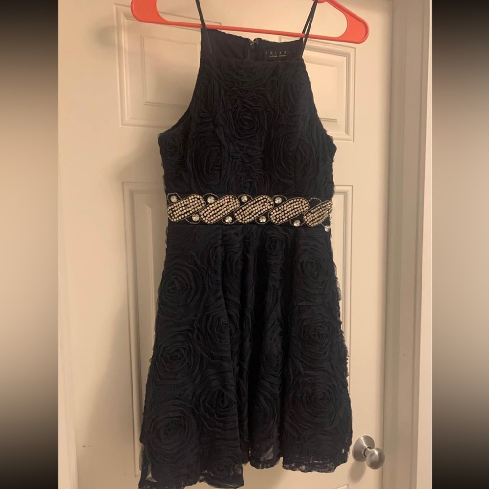 Navy lace formal dress